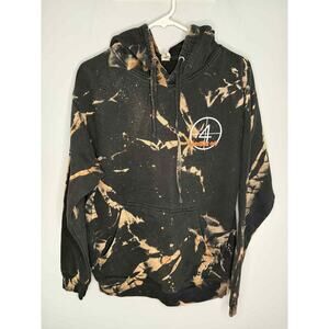 4 Shooters Only Bleach Tie Dye Black Long Sleeve Pullover Hoodie Mens Small